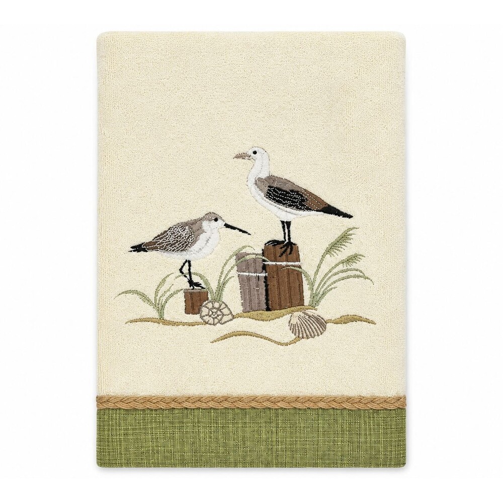 Avanti Sea Birds Bath Towel in Ivory Embroidered Beach Tropical Bath NEW
